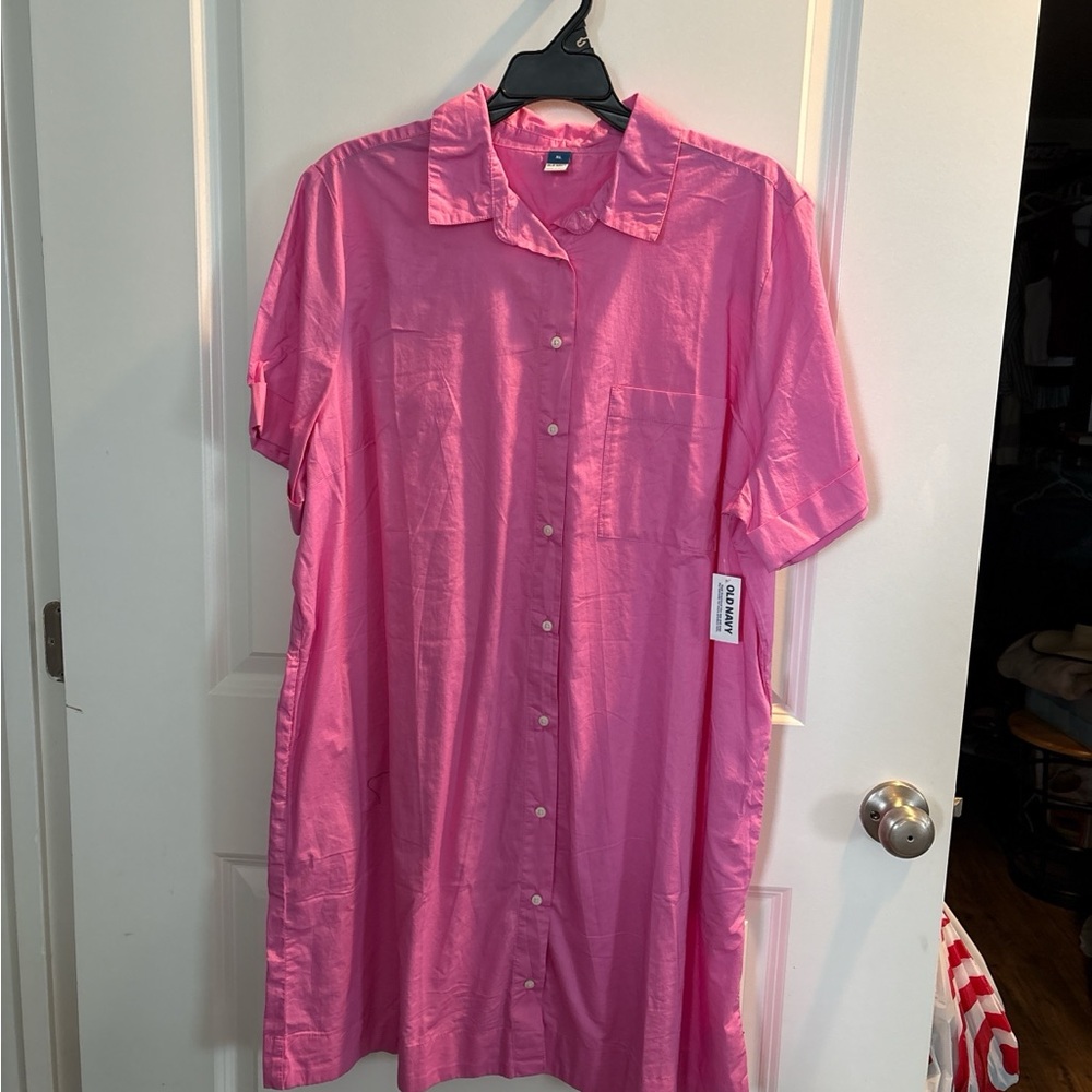 Old Navy Bright Pink Collared Dress